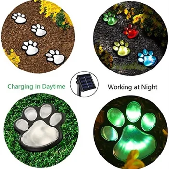 4 סולארית חתול חיה כף הדפסה אורות LED סולארית מנורות גינה בחוץ פנס LED נתיב תאורה דקורטיבית עקבות המנורה