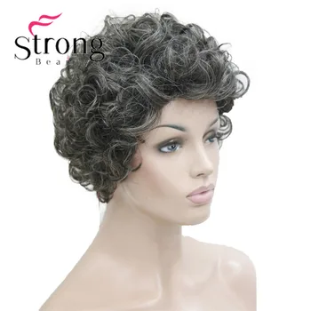 StrongBeauty חום טוב בינוני אפור מתולתל כל יום נשים חייו של פאה פאות שיער סינטטי