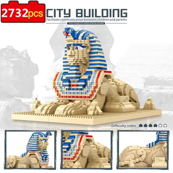 2732pcs מצרים ספינקס דגם יהלום אבני בניין רחוב עיר נוף 3D אדריכלי מיני בלוק לבנים צעצועים לילדים מתנות