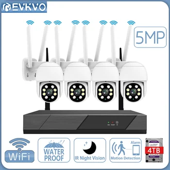 EVKVO 5MP 8CH אלחוטית מערכת טלוויזיה במעגל סגור 1920P חיצוני עמיד למים Wifi PTZ IP מצלמת אבטחה אודיו שיא P2P מעקב וידאו קיט