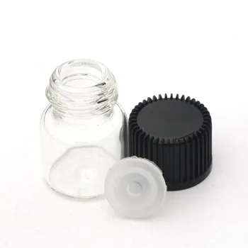 משלוח מהיר 1/4 Dram קטנים זכוכית שקופה 1ml בקבוק עם פתח כמפחית וכובע מיני שמן נוזלי בקבוקונים.