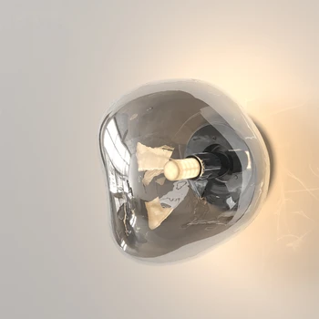 מעצב קיר זכוכית אורות יוקרה פשוטה מנורת לבה G9-Chrome/אמבר אהיל בסלון רקע סטודיו אור
