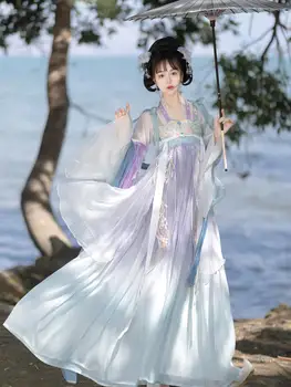 אביב קיץ בסגנון סיני נשים מסורתיות Hanfu השמלה Hanfu ילדה כבד רקמה פיות מסורתי Cosplay Hanfu השמלה להגדיר