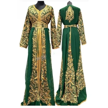 ירוק Kaftans Farasha Abaya השמלה דובאי, מרוקו, מאוד מפואר שמלה ארוכה עם מגמה אופנתית