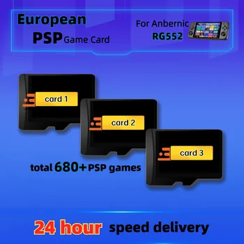 ANBERNIC RG552 PSP משחק כרטיס גרסה אירופאית 680+ האוסף הטוב ביותר Plug&Play רטרו קלאסי כף יד פתוחה מקור RG503 RG353VS