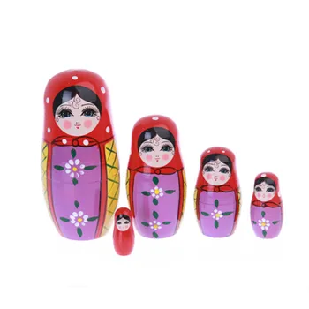 רוסייה יפה בובות 5pcs/set בובות מאפיינים אמנויות סיניות מלאכת יד יצירתיים ילד מתנה עץ Matryoshka בובות