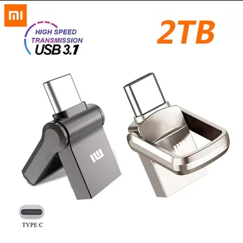 XIAOMI USB3.1 כונן פלאש 2-in-1 Type-C עט כונן 2TB מהירות גבוהה מתכת 1TB האגודל Usb PenDrive U דיסק זיכרון אחסון נתונים