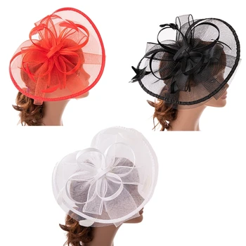 בציר Fascinator כובע לשיער עבור מסיבת התה החתונה תחפושת הבונקר כובע ליידי הכובעים להלוויה / חתונה