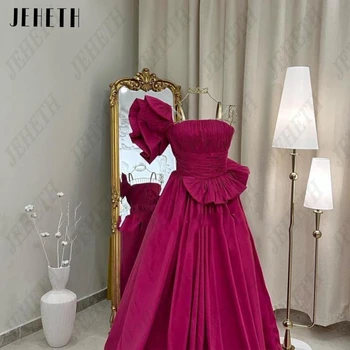 JEHETH מודרני כתף אחת שמלות ערב סאטן קו אימפריה שמלת נשף סטרפלס באורך רצפת ערב הסעודית فساتين السهرة