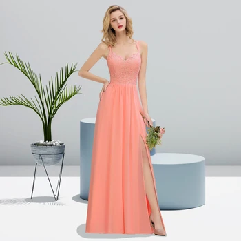 אלגנטי תחרה שמלות שושבינות V-צוואר מסיבת חתונה שמלה לנשים קו שסע שמלת הנשף ספגטי 2023 השושבינה שמלות