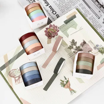 1box בסיסי מוצק צבע נייר Washi Tape דבק DIY רעיונות תווית מדבקה דבק