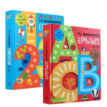 2PCS/Set שלי מדהים האלפבית ABC + סופר אנגלי לוח הספר מותק הילדים 3D מכתב מספר 123 למידה