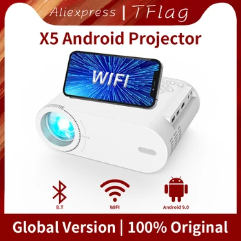 מיני מקרן TFlag X5 קולנוע ביתי אנדרואיד וידאו נייד Wifi Hd מלא 1080p 200Ansi מקרן נייד טלפון במשרד המשחקים