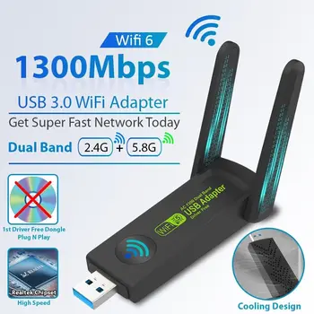 USB WIFI מתאם רשת אלחוטית Wifi USB Dongle אנטנות 5G Dual Band 1300Mbps עבור מחשב נייד עבור Win7 Win10