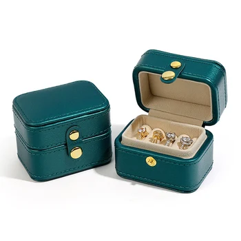 חדש מיני הצמד פלנל קופסת תכשיטים ארגונית האופנה PU קופסה של טבעת זוג טבעת עגיל תליון אחסון ילדה עור נסיעות תיבת