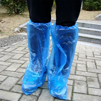 חד פעמי נעל מכסה כחול גשם נעליים ומגפיים כיסוי פלסטיק רב כיסוי נעליים ברור עמיד למים, אנטי להחליק Overshoe