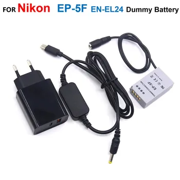 USB Type-C כבל חשמל +EP-5F DC מצמד EN-EL24 ENEL24 VFB1190 דמה סוללה+PD מטען מתאם לניקון 1 J5 1J5 המצלמה