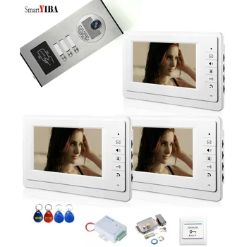 SmartYIBA הדירה וידאו אינטרקום בדלת שיחה 3 כפתורי מתכת תיק מצלמה עם Rfid גישה ControlVideo הדלת מערכת הטלפון
