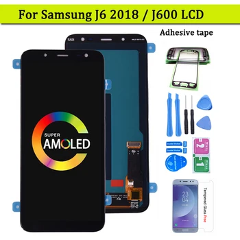 Super AMOLED עבור Samsung Galaxy J6 2018 J600 J600F J600Y LCD מסך תצוגה מגע זכוכית pannel הרכבה