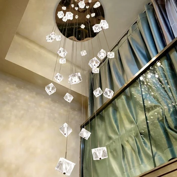 קריסטל מודרני תקרת Led אור תליון מודרני סלון חדר אוכל דופלקס מדרגות ספירלה השינה קישוט הבית תאורה