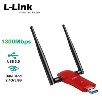 L-קישור 1300Mbps אלחוטית WiFi מתאם רשת האינטרנט Card USB3.0 Wifi מתאם למחשב נייד Dual Band 2.4 G/5.8 GHz 5dBi אנטנה