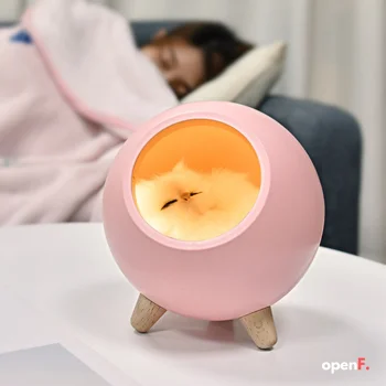 יצירתי חתלתול חמוד לילה אור שינה מנורה ליד המיטה נטענת USB קשר האווירה אור קישוט הבית מתנה עבור חברה