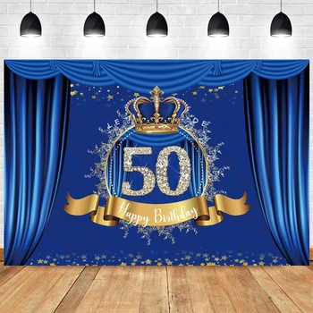 כחול-50 רקע על האיש והאישה יום הולדת שמח. מסיבת וילון כתר צילום רקע למבוגרים צילום תמונת באנר