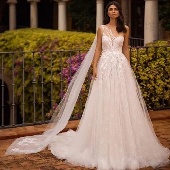 Eightree אלגנטית נסיכה קו שמלות כלה 2023 אפליקציות כתף אחת שמלת הכלה הלבנה ערב שמלות חתונה גודל פלוס