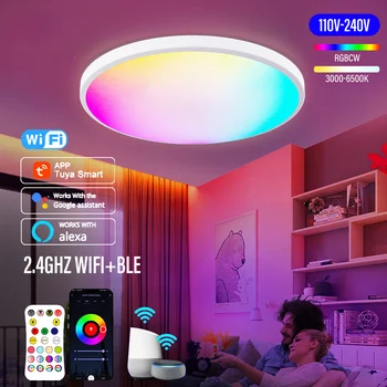 RGBCW LED מסביב התקרה אור חכמה WIFI Dimmable TUYA APP תואם עם אלקסה הבית של Google השינה בסלון נברשת