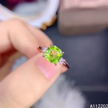בציר יוקרה טבעי פרידוט טבעת כסף סטרלינג 925 משובץ נשים ירוק חן טבעת כלה חתונה, מסיבת אירוסין מתנה