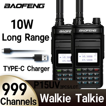 BAOFENG מתח גבוה ווקי טוקי P15UV 2PCS ארוך טווח CB נייד Dual Band VHF UHF FM המשדר ציד Dual Band Profesiona