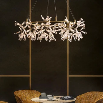 תליון מנורה Led אמנות נברשת אור עיצוב חדר מודרני קריסטל האוכל תלוי על התקרה מקורה