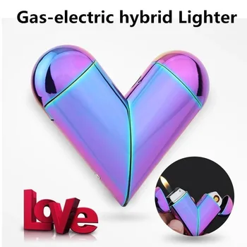 יצירתי חינם אש קיפול קסם אהבה לב גז חשמלי מצית שימוש כפול מטען מצית האהבה מתנה USB מצת בלי תיבה