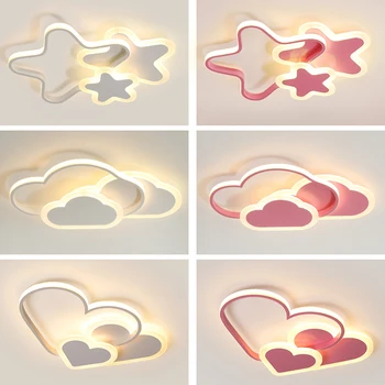 חדר ילדים אור תקרת LED מודרני ילדים חדר השינה של תינוק מחקר גופי תאורה יצירתיים לבן ורוד מחומש מנורות תקרה