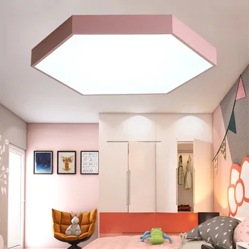 מינימליסטי נורדי חדר שינה מודרני בסלון גיאומטריה LED מנורת תקרה לחדר האוכל מצולע מנורת חדר ילדים תאורה פנימית