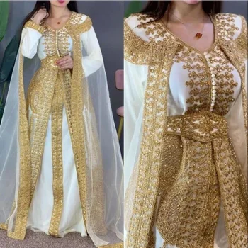 צהוב עיד מרוקאי Kaftan Farasha ז ' ורז ' ט Jilbab השמלה אירופאי ואמריקאי מגמות אופנה