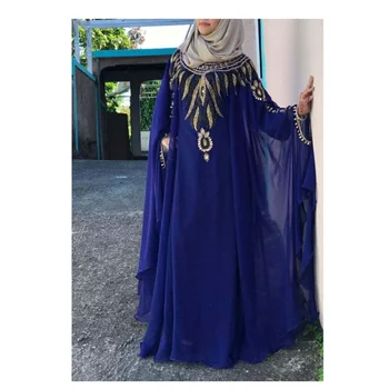 שמלה כחולה ייחודי אתני אופנה מרוקו דובאי מסיבת Kaftans Abaya מפואר לחתונה אירופאי ואמריקאי מגמות אופנה