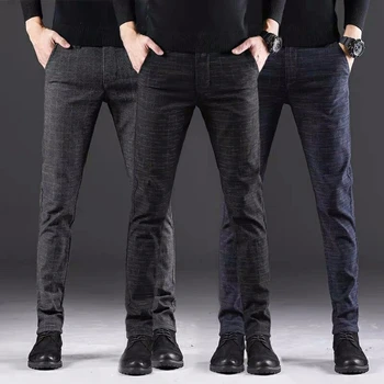 מזדמנים מכנסיים גברים 's בסגנון קוריאני טרנדי הנוער קטן ישר מכנסיים גברים של סלים גברים של מכנסיים מכנסיים בסגנון מתאים סוג חזית בסגנון