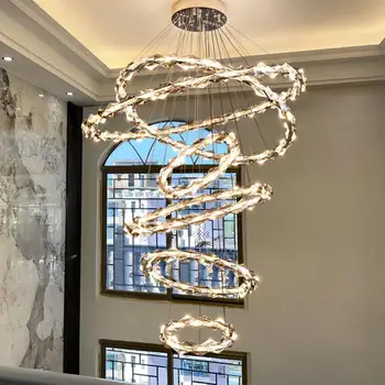 מעצב נברשת קריסטל מינימליסטי הסלון led מודרני פשוט קריסטל מנורת וילה דופלקס בבניין נברשת התאמה אישית