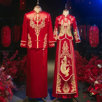 סינית מסורתית שמלת החתונה רקמה ריינסטון אירועים גבוה Quaity קלאסי Cheongsam סין צ ' יפאו הגומי для восточных