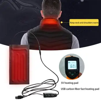 סיבי פחמן חימום Pad USB לטעינה המותניים הבטן התחממות מזרן מתכוונן טמפרטורה בגדים, כריות חימום על הצוואר ועל הגב