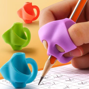 2 שלוש אצבעות ילדים עיפרון מחזיק עט סיליקון תלמיד יציבה נכונה למידה כלי-כתיבה נכונה המכשיר