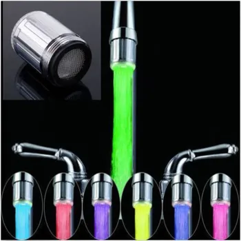 LED ברז מים אור 7 צבעים משתנים מפל זוהר מקלחת זרם הקש על מתאם אוניברסלי מטבח אביזרי אמבטיה