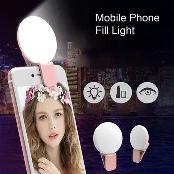 מיני Selfie אור פלאש LED טלפון עדשה אור נטענת USB נייד טלפון למלא את המנורה נשים Selfie אורות קליפ למלא וידאו אור