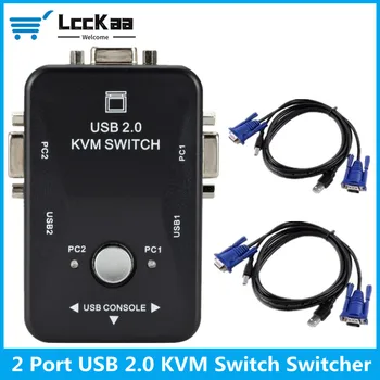 LccKaa USB 2.0 KVM 2 יציאת VGA SVGA החשמל USB KVM העכבר החלפת מקלדת 1920*1440 Vga, מפצל את תיבת שיתוף מתג