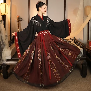 סינית מסורתית Hanfu שחור אדום תחפושת של אישה עתיקה שמלה מזרחי שמלת נסיכה אלגנטיות שושלת טאנג לרקוד ללבוש.