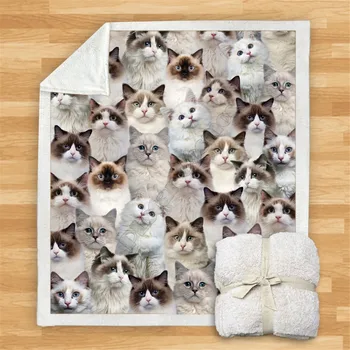 יהיה לך חבורה של סמרטוטים חתולים שרפה שמיכה 3D מודפס צמר השמיכה על המיטה בבית טקסטיל חלומית.