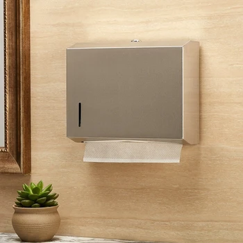 מתכת רקמות תיבת מחזיק מגבת נייר, מתקן זהב בשירותים ציבוריים חומה כפולה נירוסטה הקיר ללא חבטות FH020