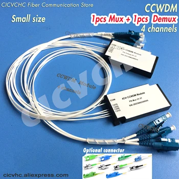 CCWDM מודול 4 ערוצים עם חינם-מרחב קומפקטי CWDM Mux+Demux עם LC, SC, FC, ST, E2000 מחבר