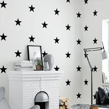 שחור לבן כוכבים טפט לחדר ילדים מודרני ילדים חדר שינה סלון חדר לימוד רקע תפאורה הביתה קיר גלילי נייר